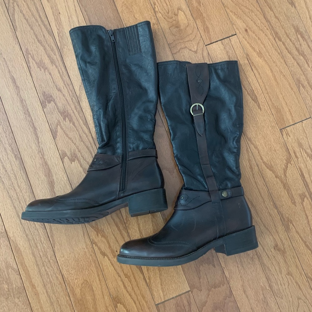 Brown leather boots